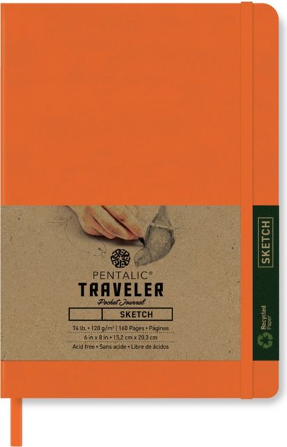 Pentalic Orange 8x6 74-pounds Sketch Traveler Pocket Journal 160 Page Book