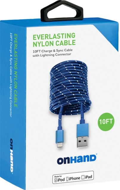 OnHand Charging CBL 10ft BP USB-A to Lightning (MFi certified), Blue